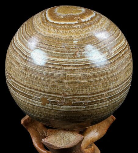 Polished, Banded Aragonite Sphere - Morocco #56994